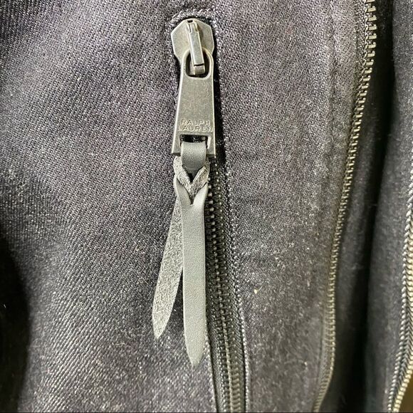 Ralph Lauren Italian Lamb Leather Patch Stretch Denim Moto Jacket - Picture 11 of 16